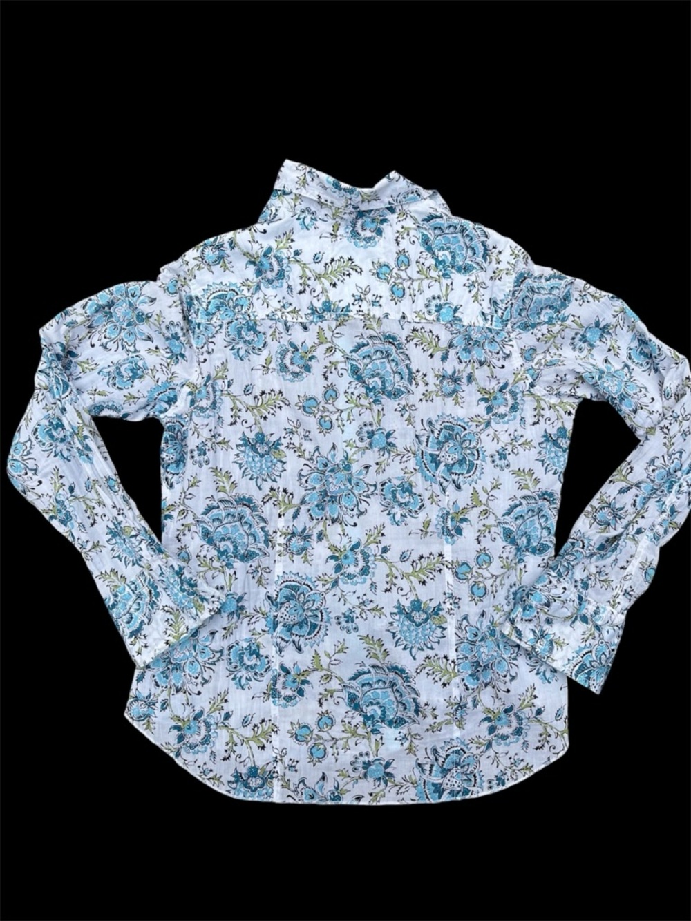 Cino Blue Floral Button-up Bohemian Vibrant Beach Holiday Maximalism Shirt XL - Picture 2 of 16